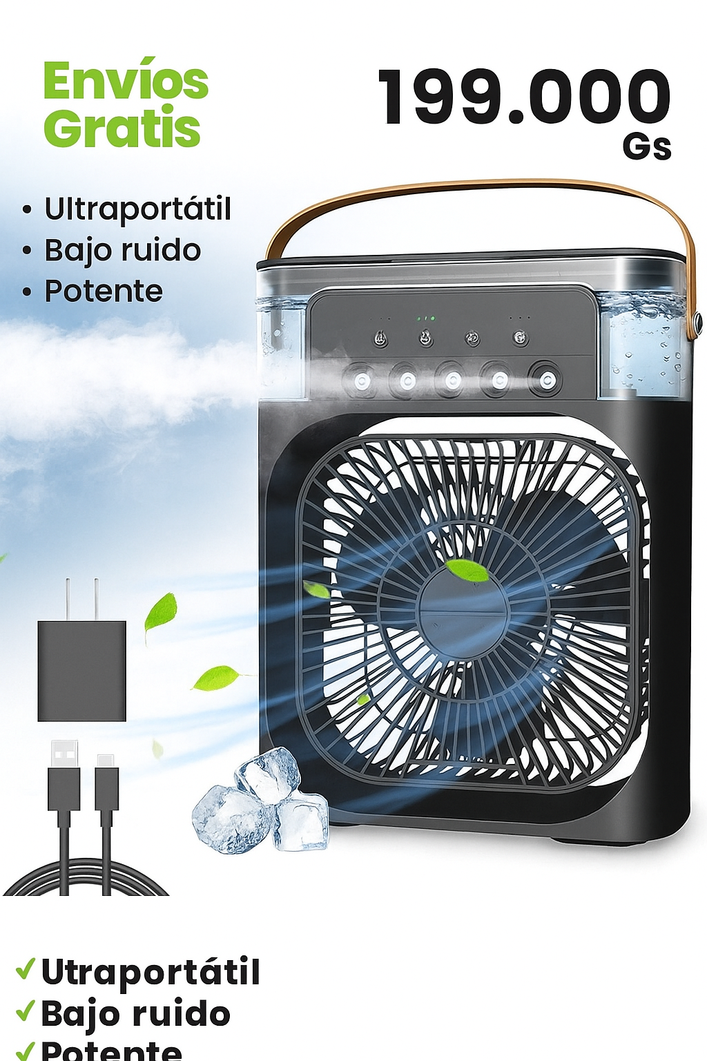 Humidificador portátil Ventilador 3 en 1